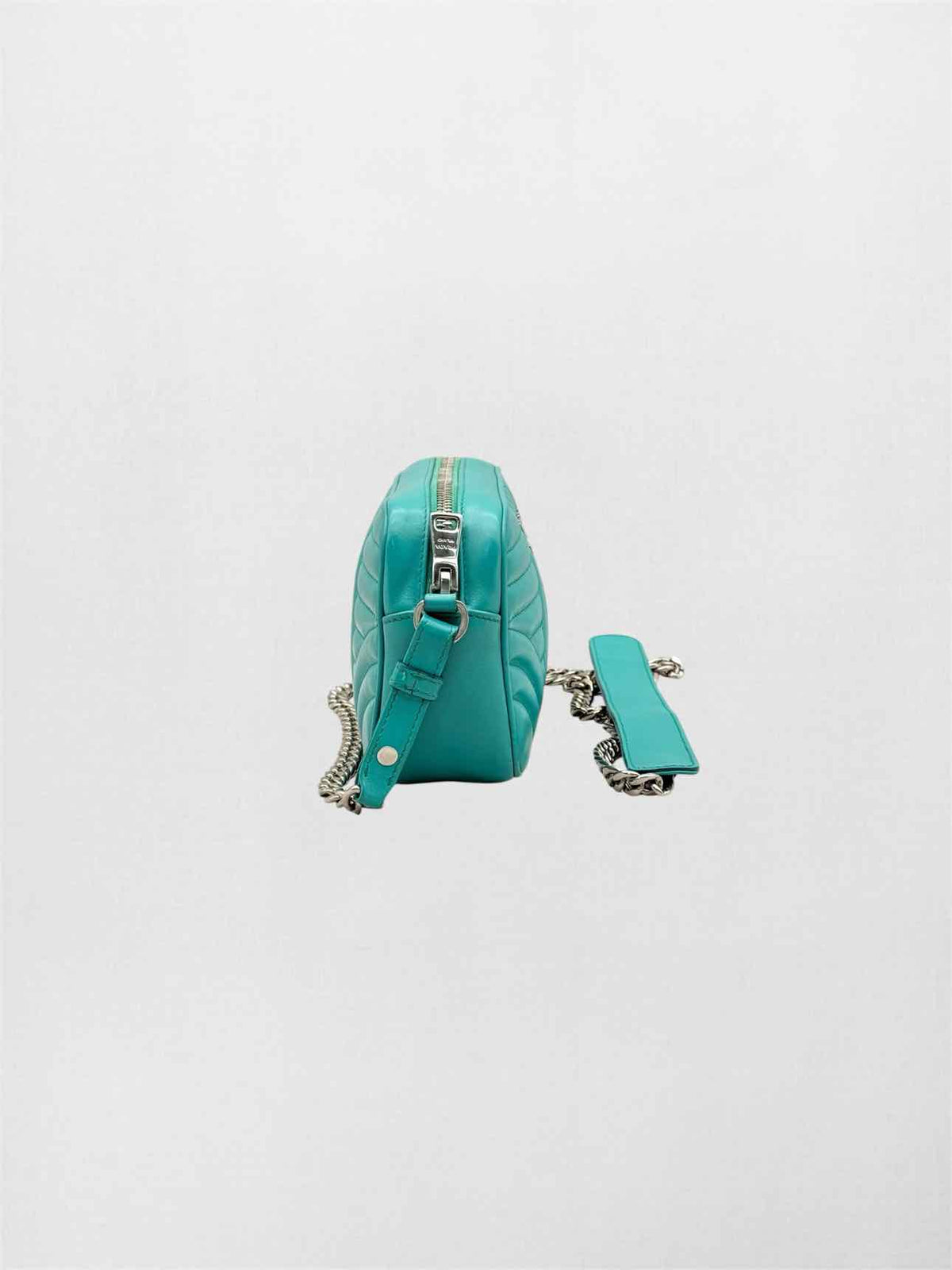 PRADA Diagramme Camera Turquoise Quilted Crossbody