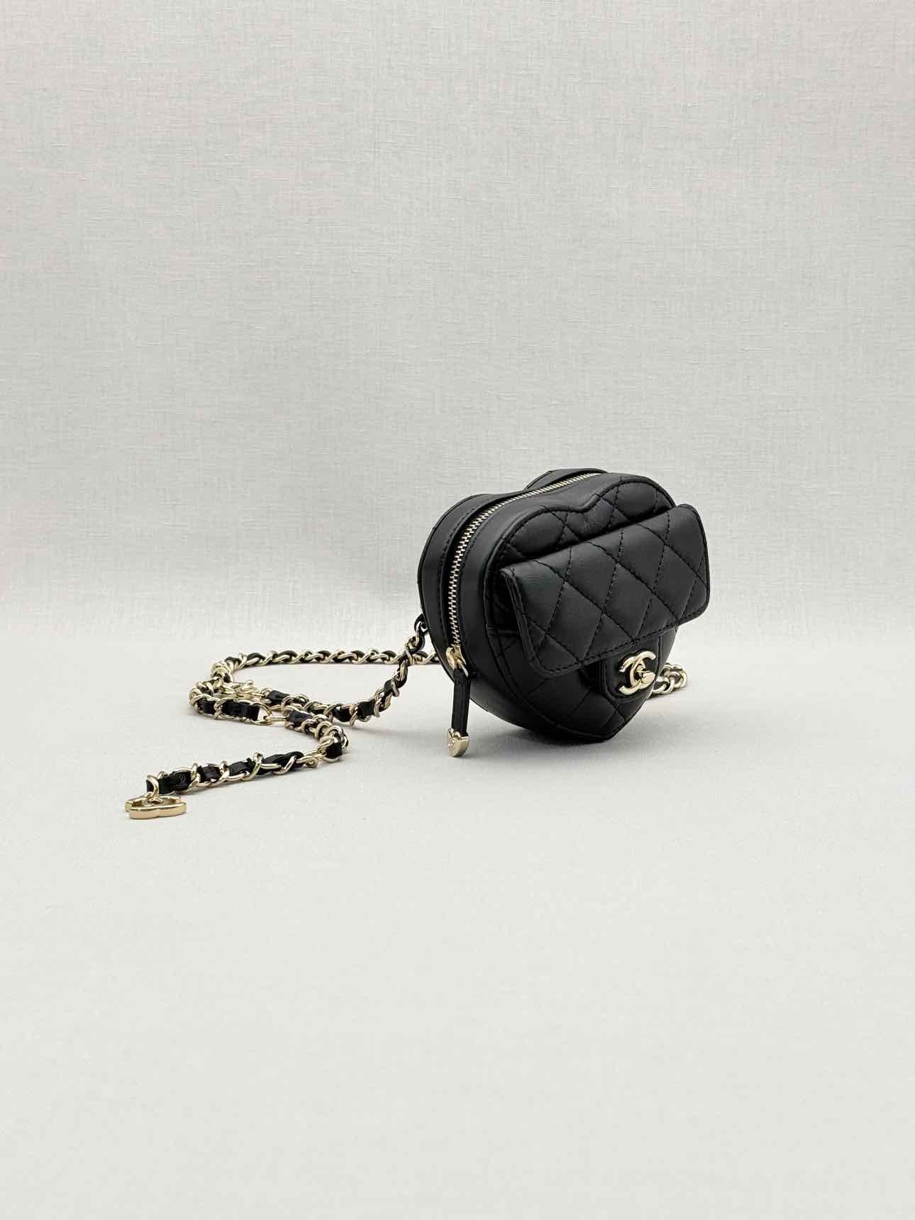 CHANEL CC in Love Heart Black Quilted Belt Bag