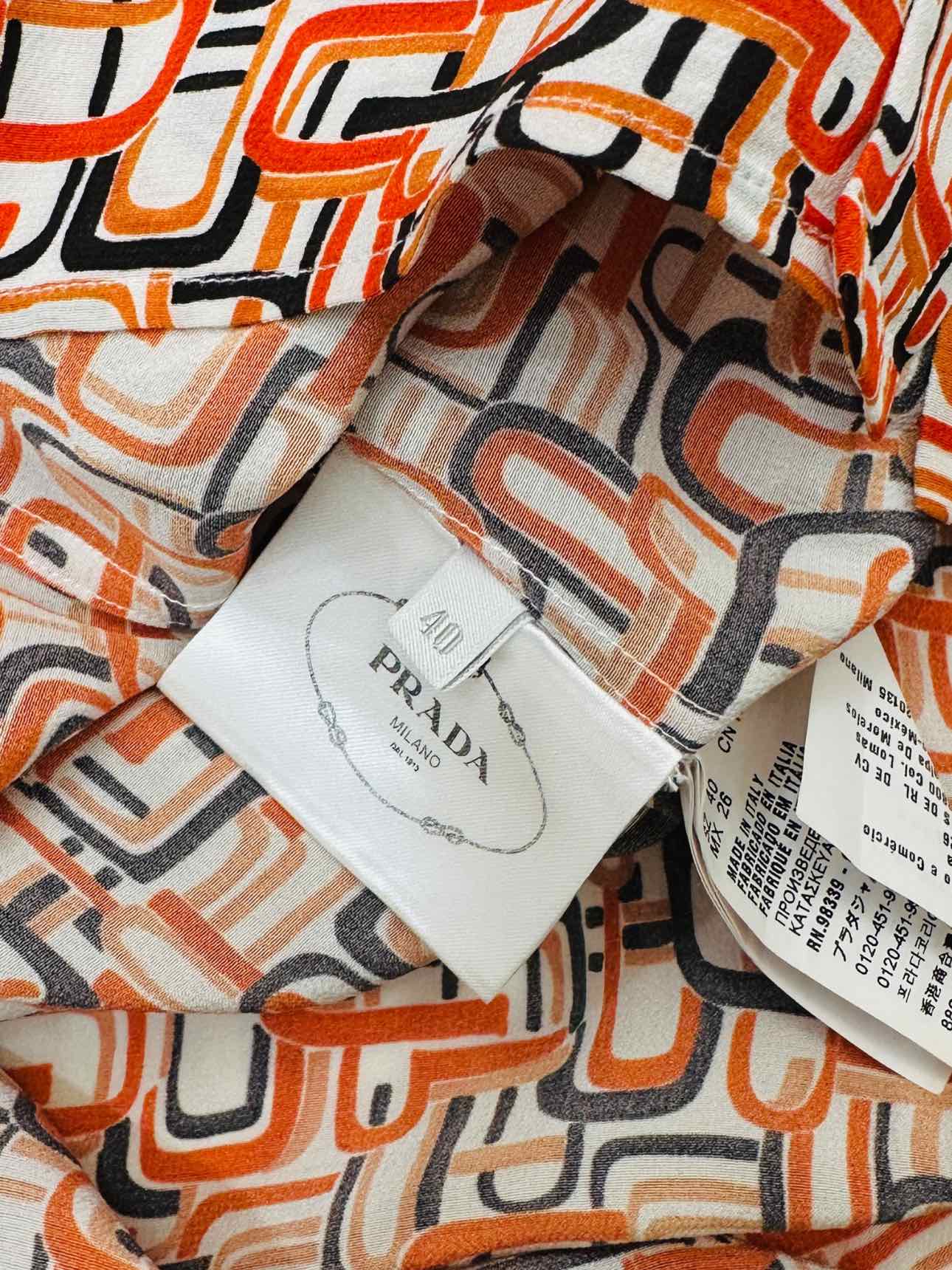 PRADA Basic Orange Multicolor Printed Shirt