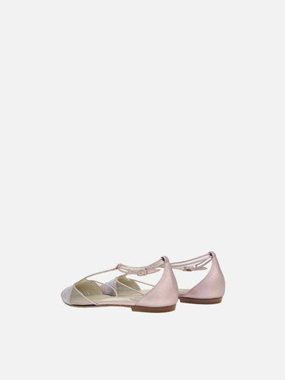 RENE CAOVILLA T-bar Metallic Pink Flats 36