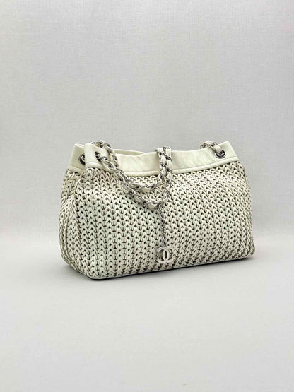 CHANEL Woven White Tote Bag