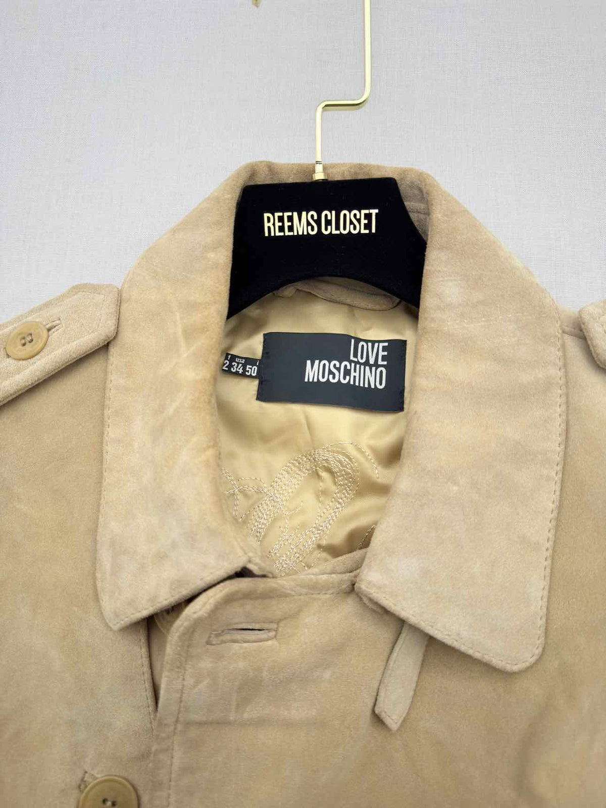 LOVE MOSCHINO Double Breasted Beige Size US 34 Coat