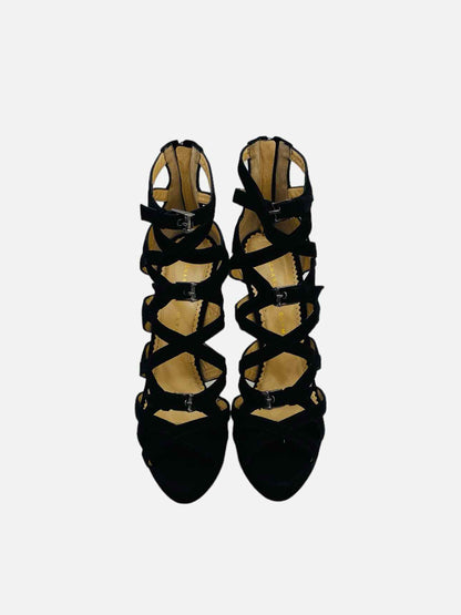 CHARLOTTE OLYMPIA Black w/ Multicolor Heeled Sandals