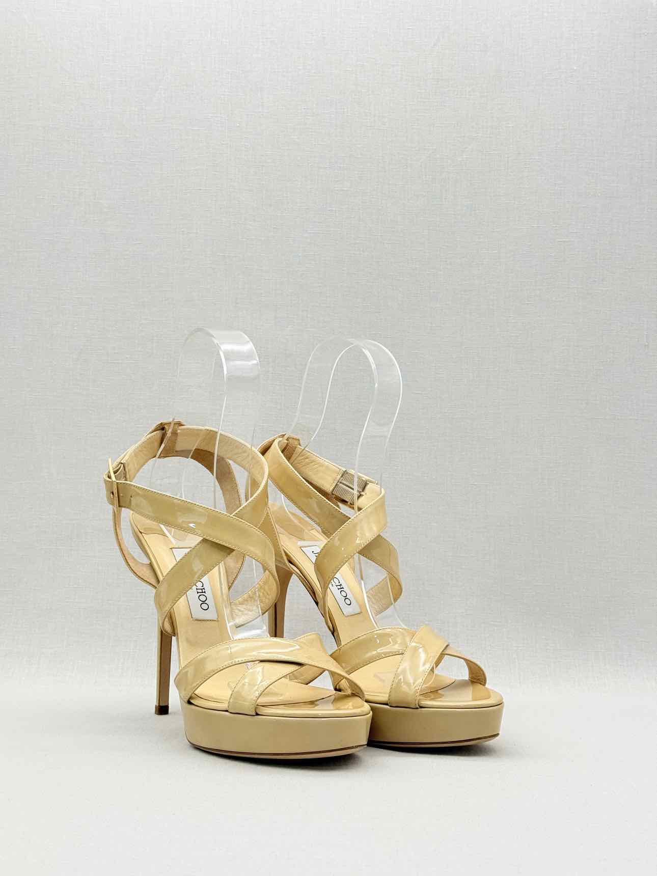 JIMMY CHOO Vamp Beige Size EU 40.5 Platform Sandals