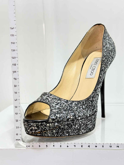 JIMMY CHOO Crown Black & Silver Size EU 39.5 Pumps