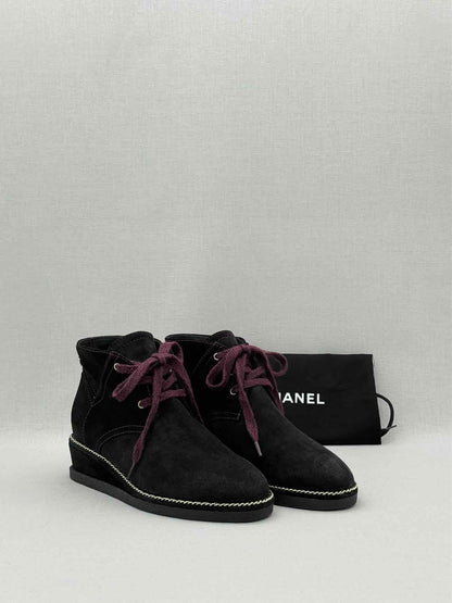 CHANEL Black CC Size EU 37.5 Ankle Boots