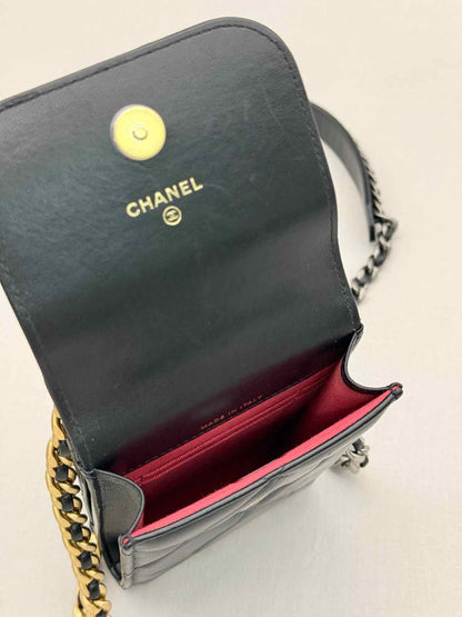 CHANEL Black Quilted Phone case
