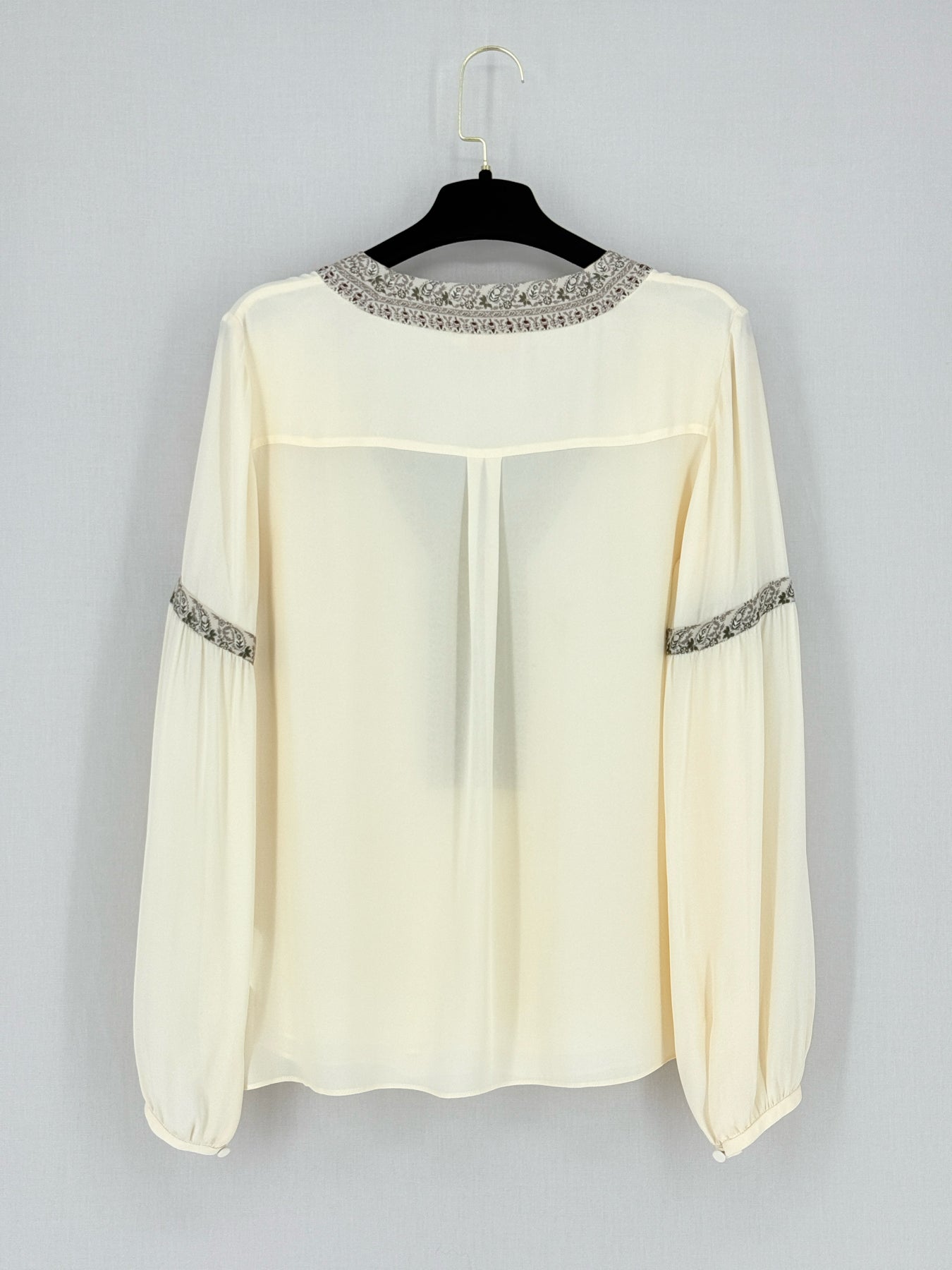 TORY BURCH Cream w/ Grey & Red Size US 4 Blouse