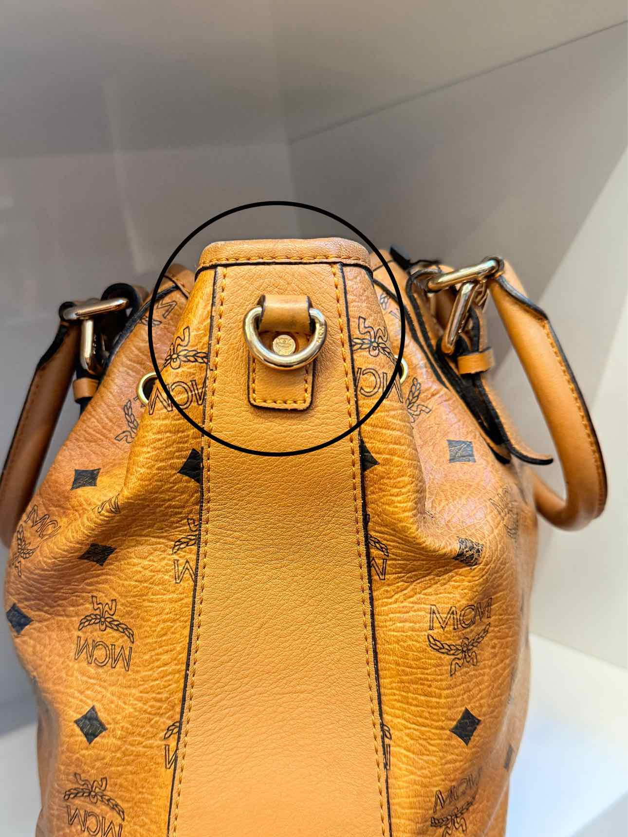 MCM Visetos Tan Monogram Shoulder Bag