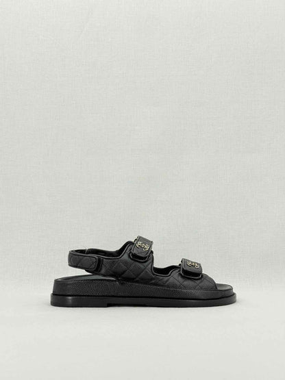 CHANEL Dad Black Quilted Size EU 39 Sandals