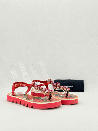 DOLCE & GABBANA Red Printed Size EU 40 Sandals