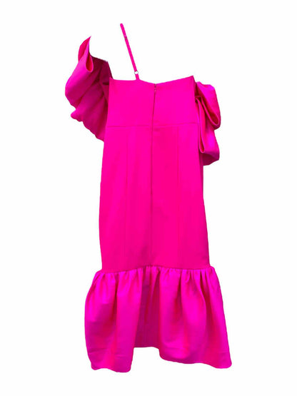 SOLACE LONDON One Shoulder Neon Pink Cocktail Dress
