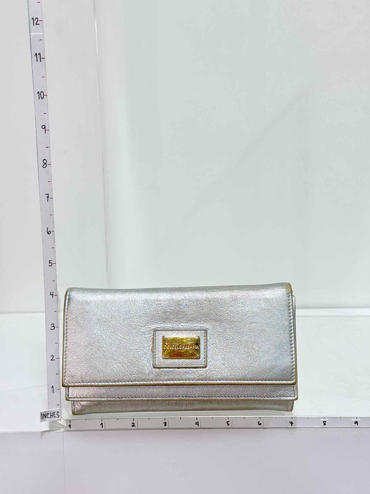 DOLCE & GABBANA Metallic Silver Continental Wallet