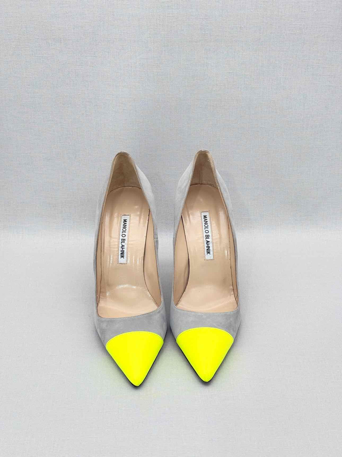 MANOLO BLAHNIK Bipunta Grey & Yellow Size EU 38.5 Pumps