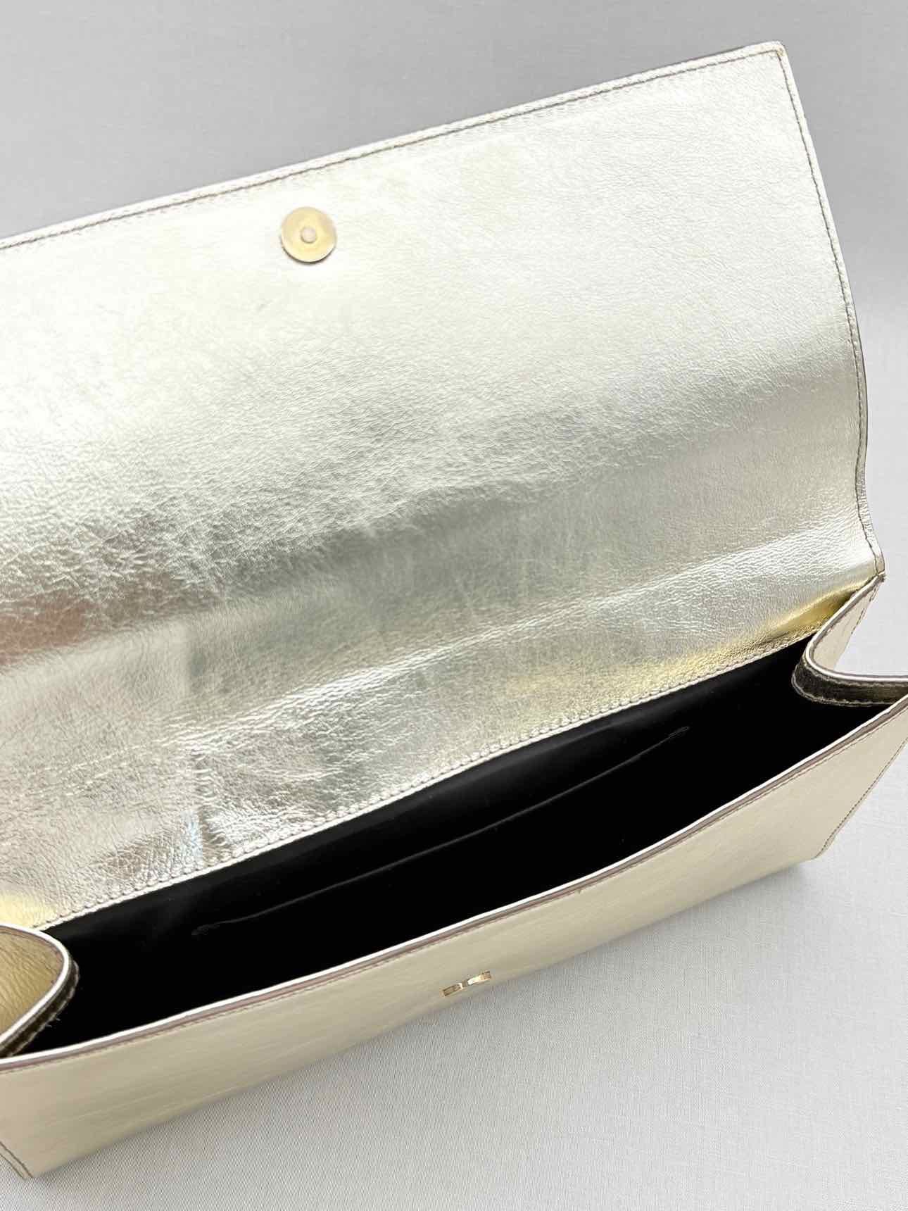 YVES SAINT LAURENT Belle De Jour Metallic Gold Clutch