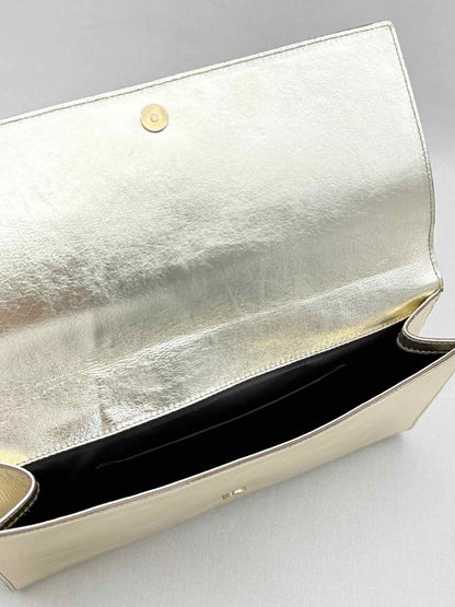 YVES SAINT LAURENT Belle De Jour Metallic Gold Clutch