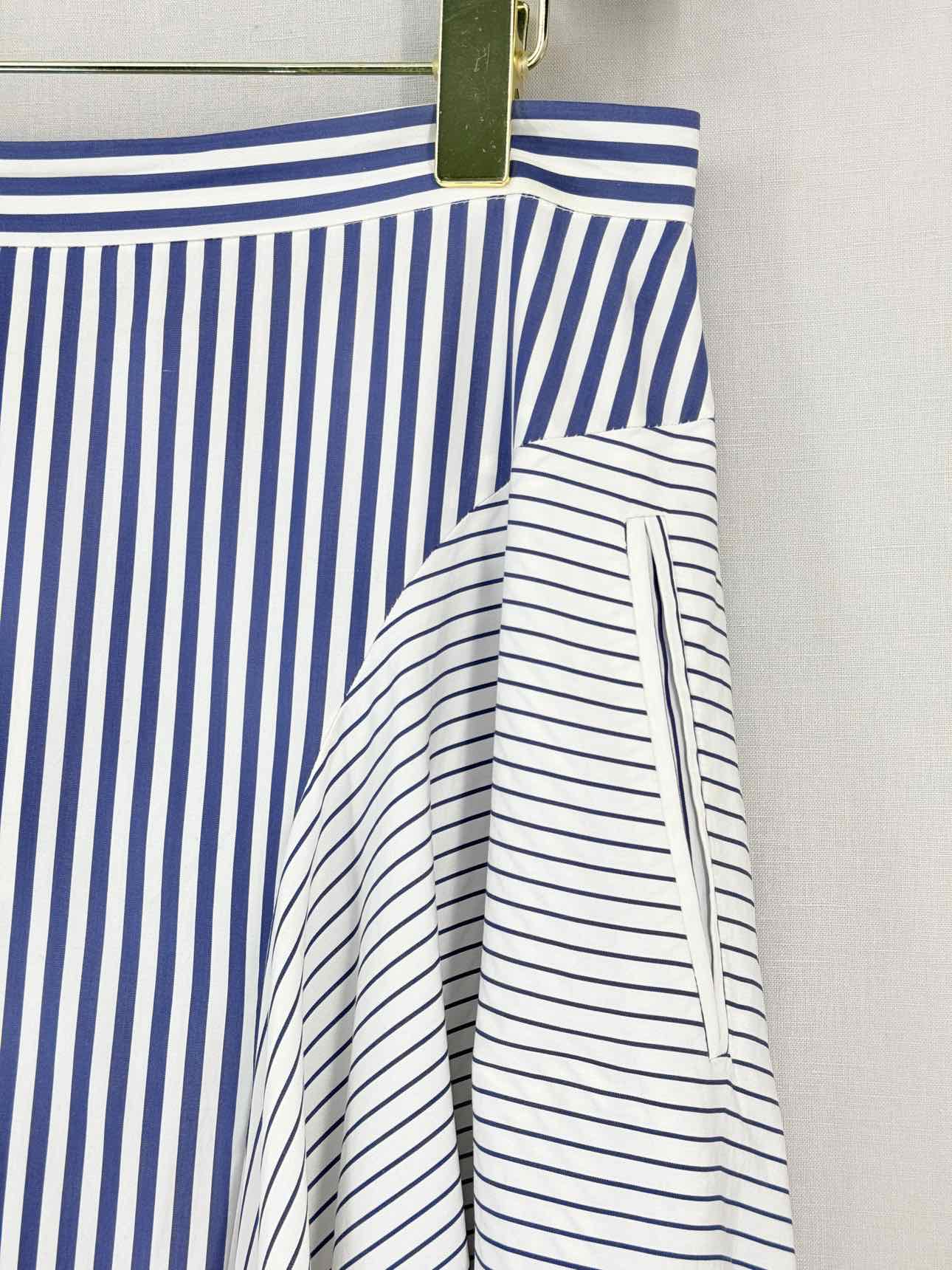 ADAM LIPPES Blue & White Striped Size Medium Midi Skirt