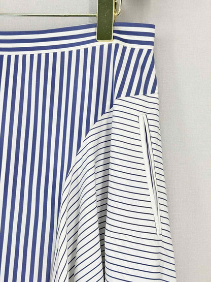 ADAM LIPPES Blue & White Striped Size Medium Midi Skirt