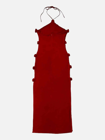 MAGDA BUTRYM Halterneck Red Midi Bodycon Dress