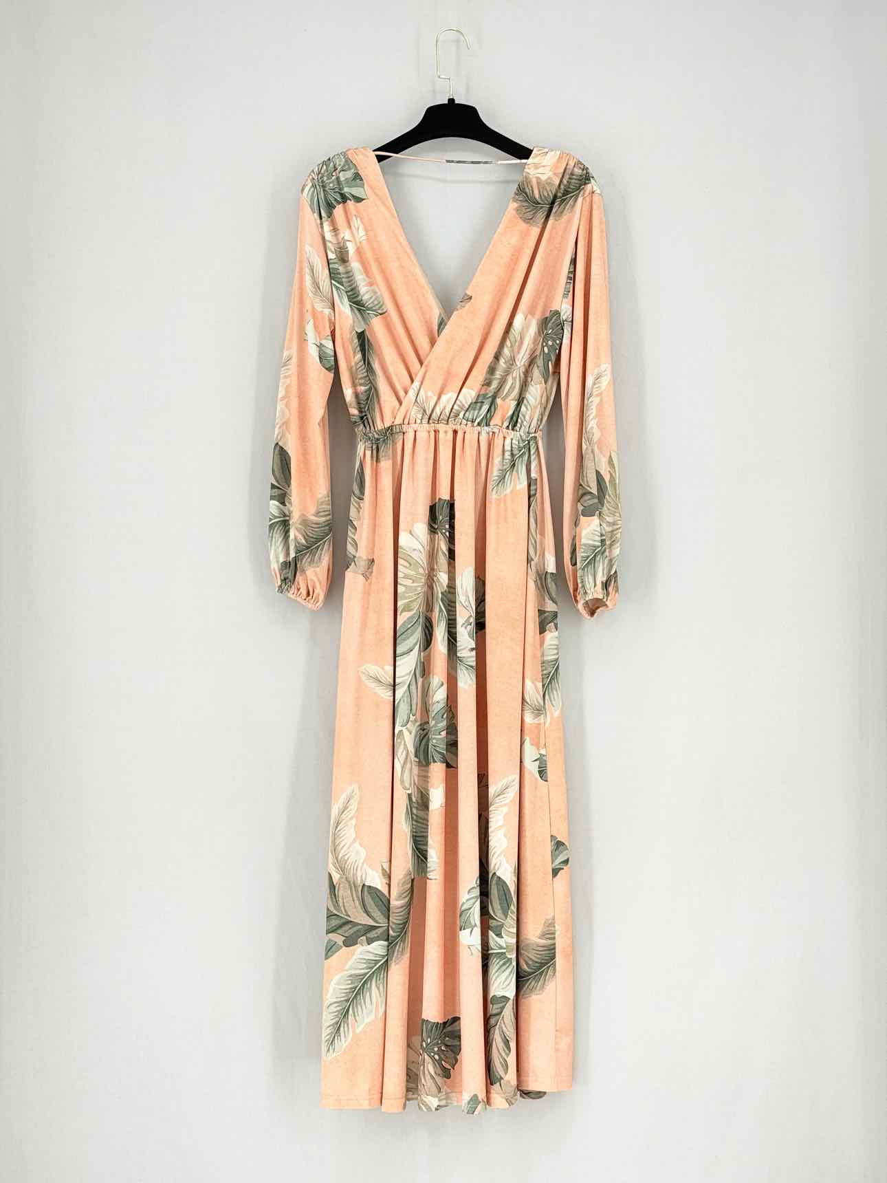 PASDUCHAS Peach w/ Green Size US 4 Midi Dress