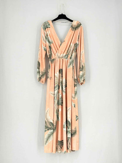 PASDUCHAS Peach w/ Green Size US 4 Midi Dress