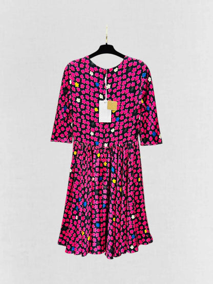 INGIE PARIS Black & Pink Floral Size US 8 Midi Dress