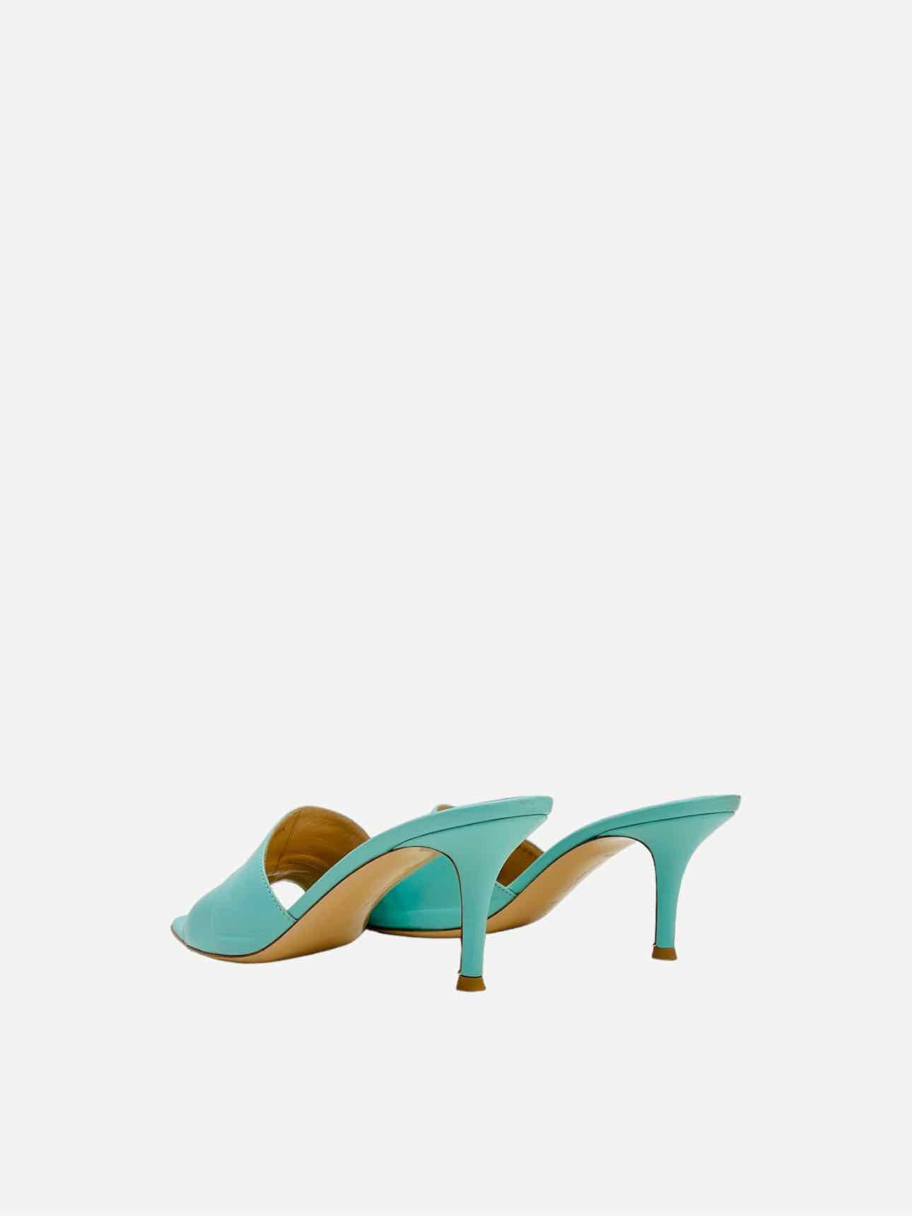 GIANVITO ROSSI Square Toe Turquoise Mules 38.5