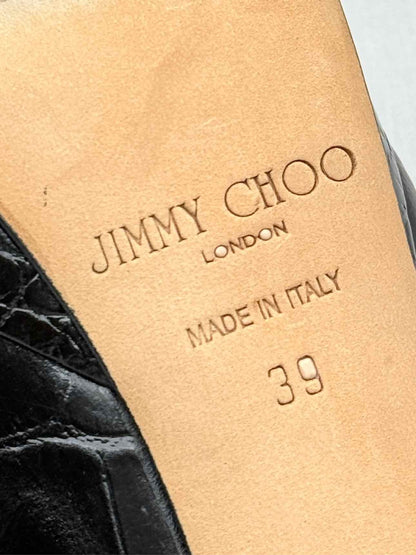 JIMMY CHOO Black Croc Embossed Size EU 39 Pumps