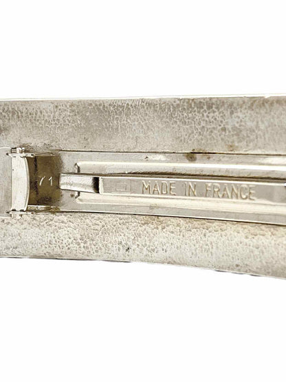 CHANEL Vintage 1990's Silver Quilted Hair Clip