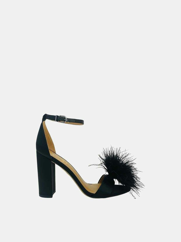 SAM EDELMAN Yaro Feather Black Heeled Sandals 37.5