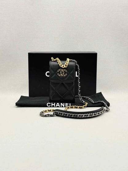 CHANEL Black Quilted Phone case