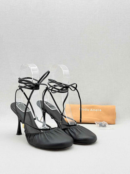STUDIO AMELIA Round Toe Black Size EU 38 Heeled Sandals