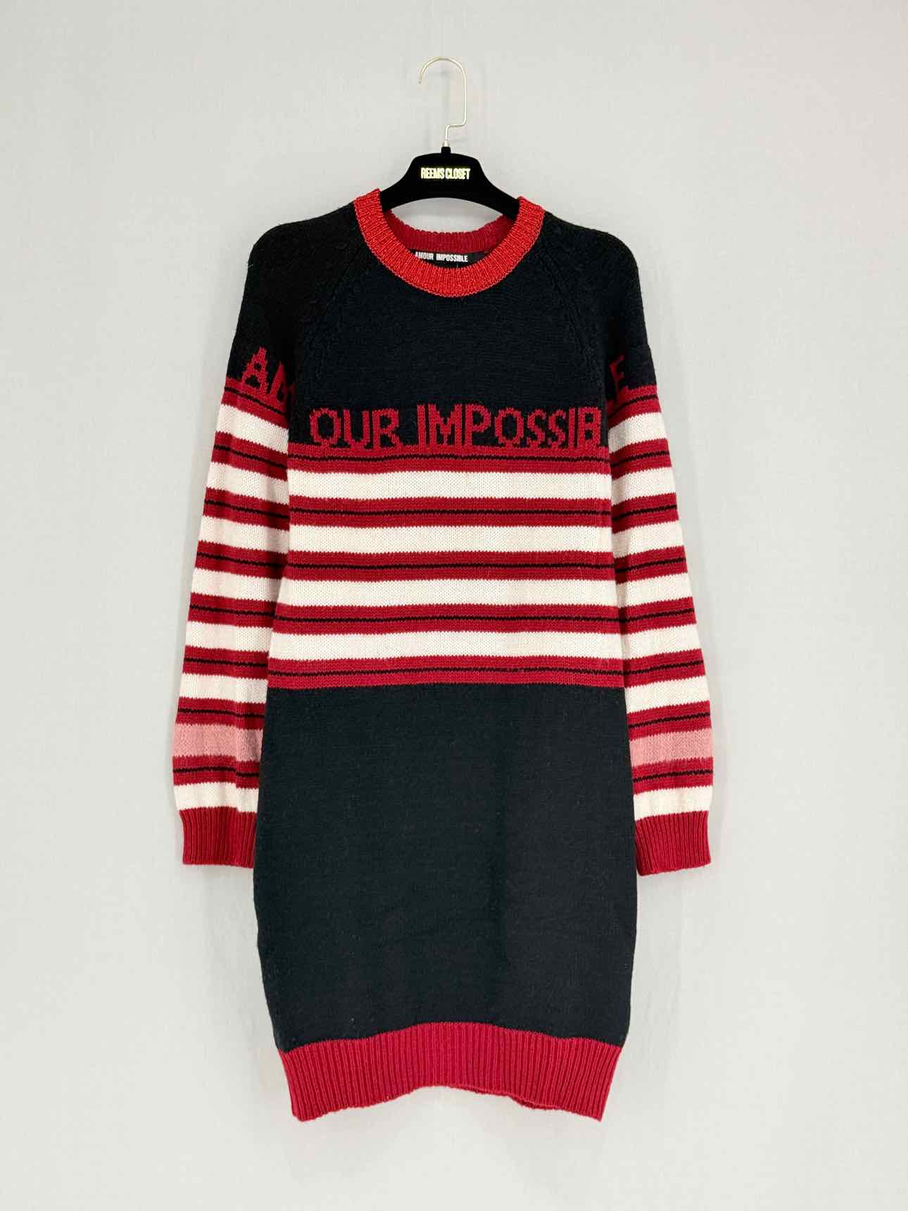 PINKO Black, Red & White Size Small Knee Length Dress