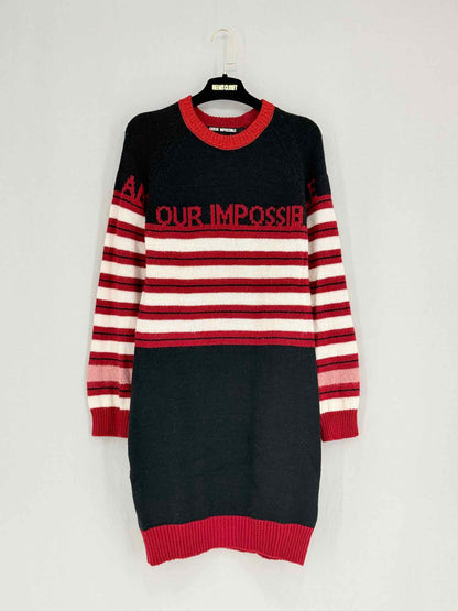 PINKO Black, Red & White Size Small Knee Length Dress