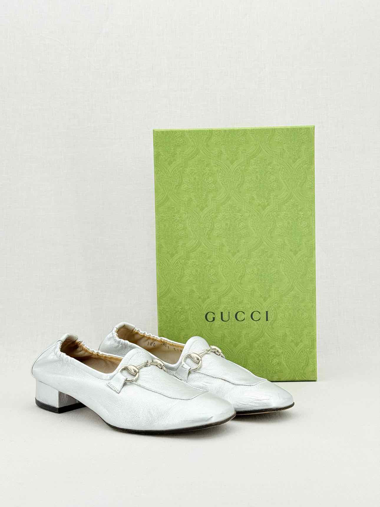 GUCCI Jordaan Silver Size EU 38.5 Loafers