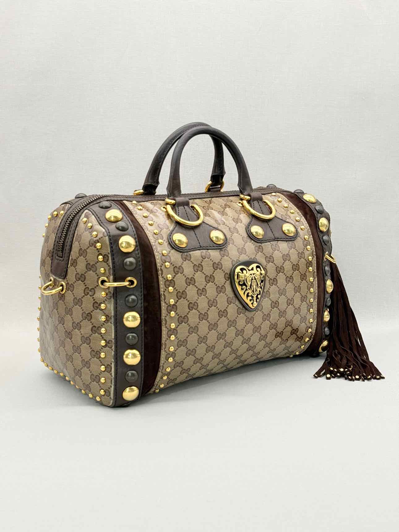 GUCCI Babouska Brown & Beige GG Top Handle