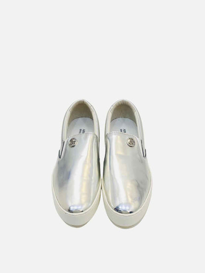 ARMANI JEANS Mirror Silver Sneakers 39