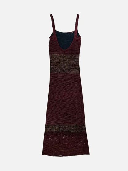 MISSONI Knit Burgundy & Brown Long Dress