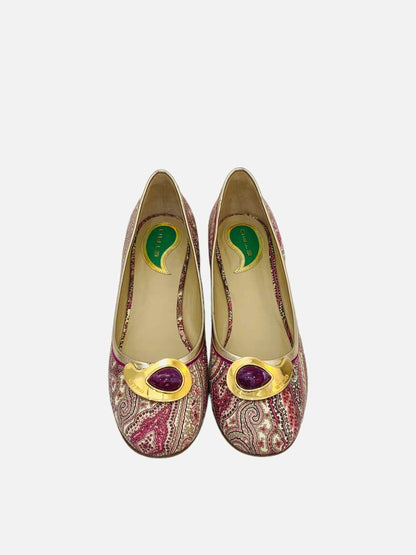 ETRO Embellished Cream & Pink Ballerinas 41