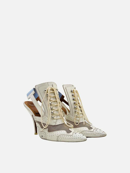 GIVENCHY White w/ Blue Heeled Sandals