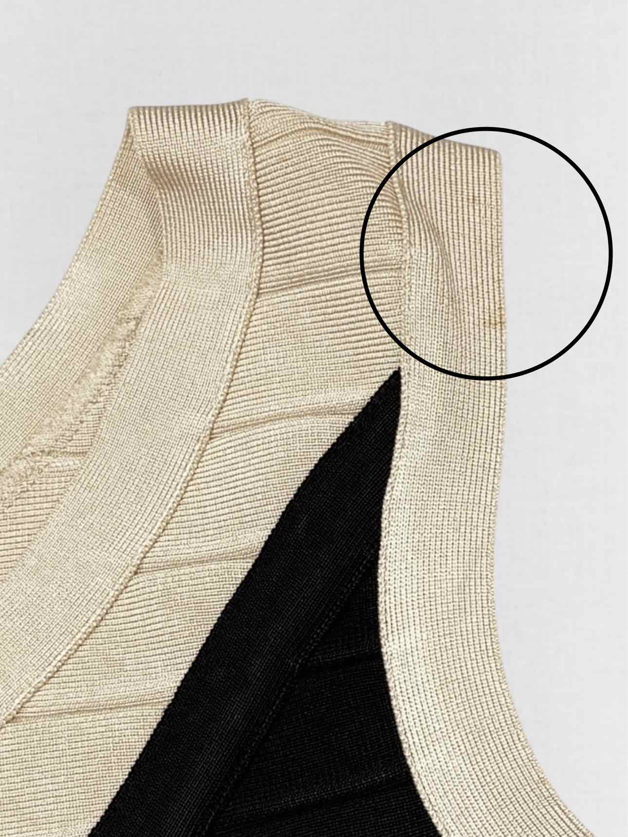 HERVE LEGER Black & Cream Size Medium Short Dress