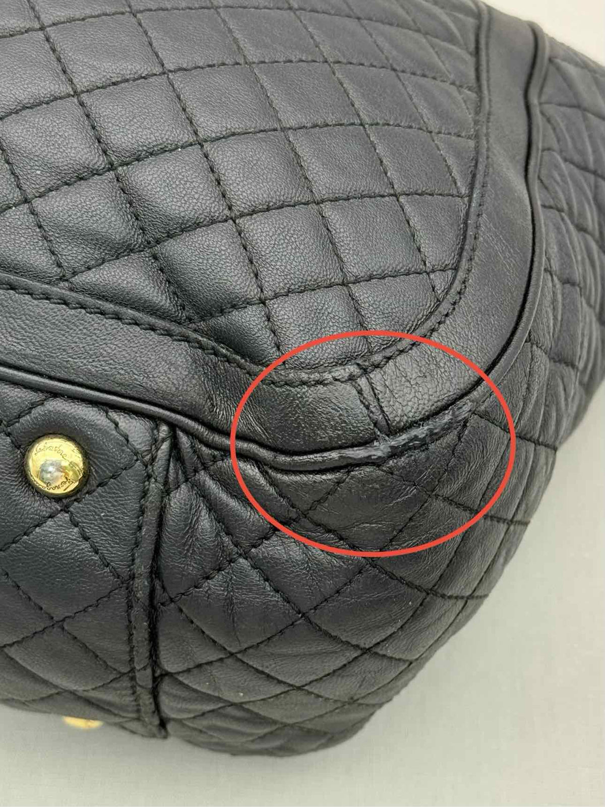 SALVATORE FERRAGAMO Betulla Chain Black Tote Bag