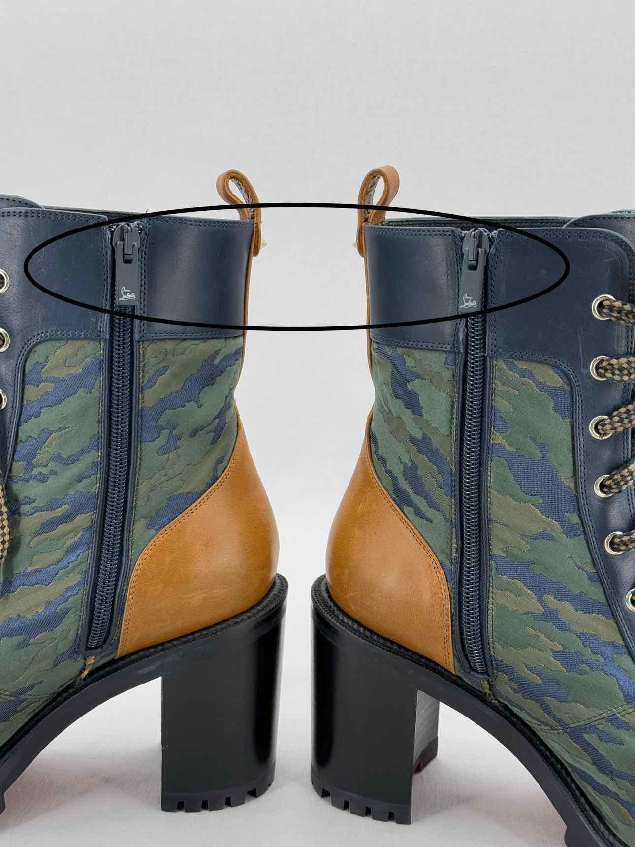 CHRISTIAN LOUBOUTIN Khaki & Tan Size EU 40 Ankle Boots