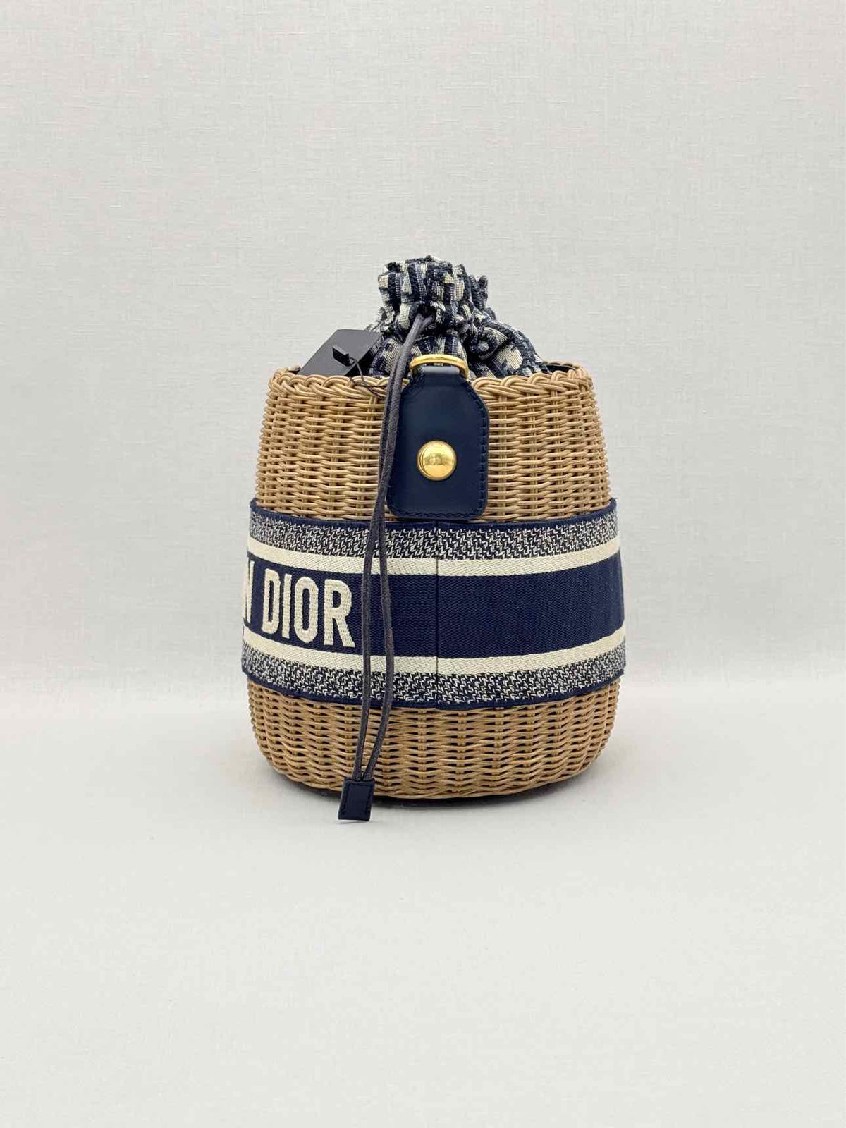 DIOR Wicker Blue & White Oblique Bucket Bag