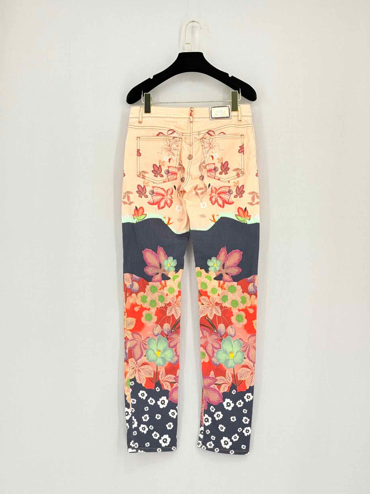 ETRO Peach Multicolor Floral Print Size 26 Jeans