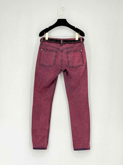 CHANEL Burgundy & Black Washed Size 25 Jeans