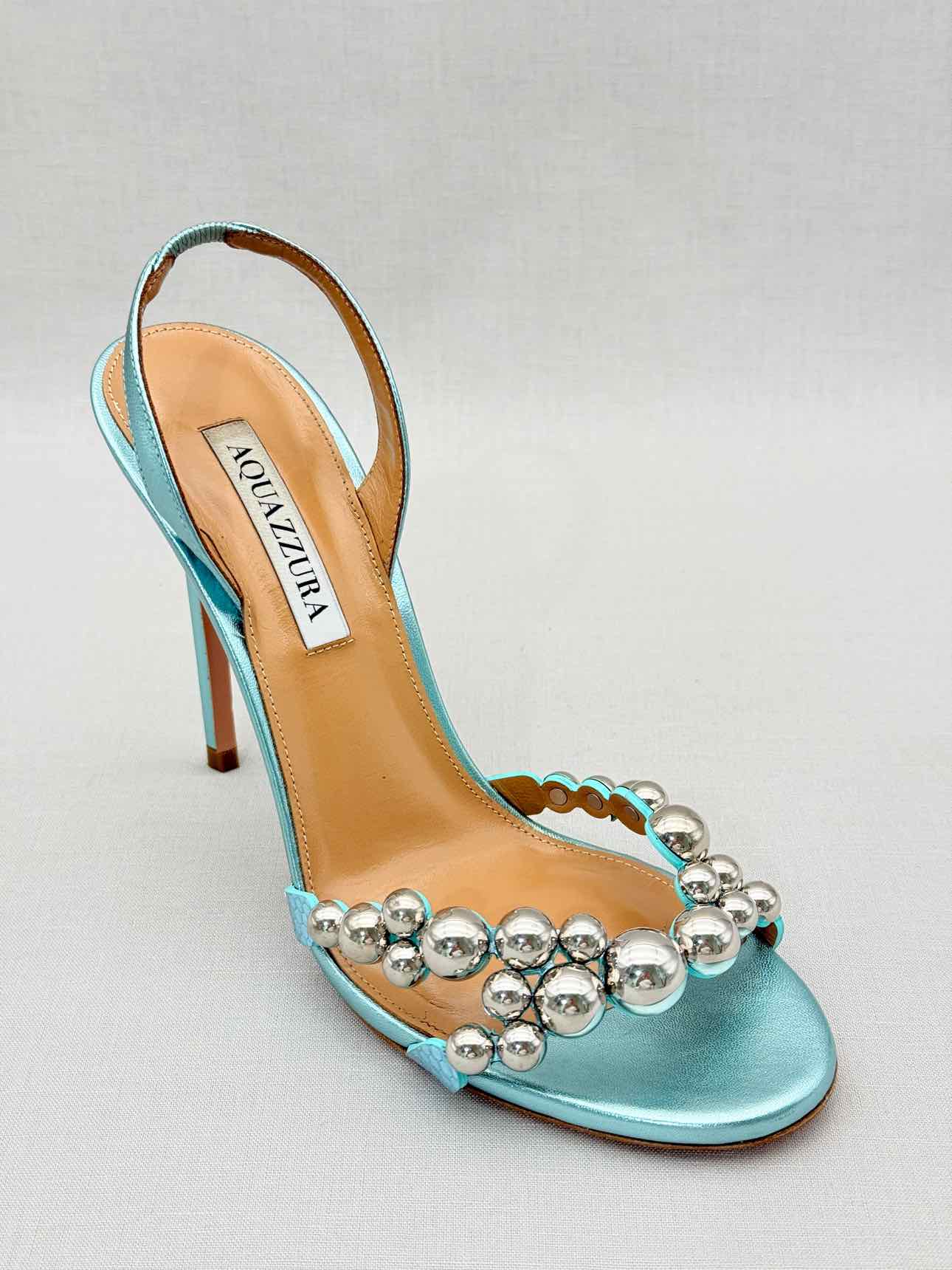 AQUAZZURA Bubbles Aqua Size EU 38 Slingbacks