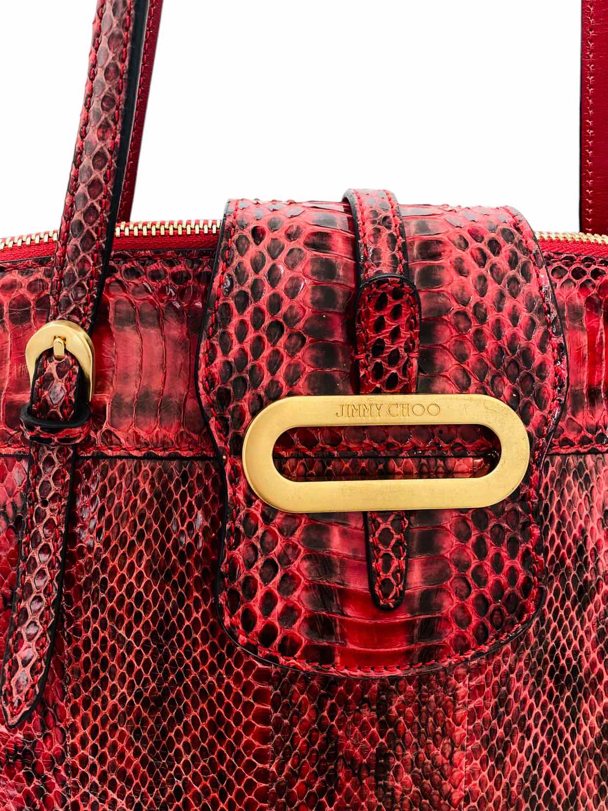 JIMMY CHOO Snakeskin Red & Black Shoulder Bag