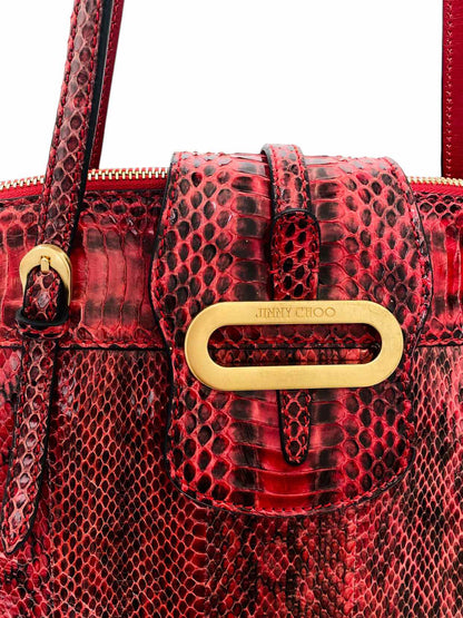 JIMMY CHOO Snakeskin Red & Black Shoulder Bag