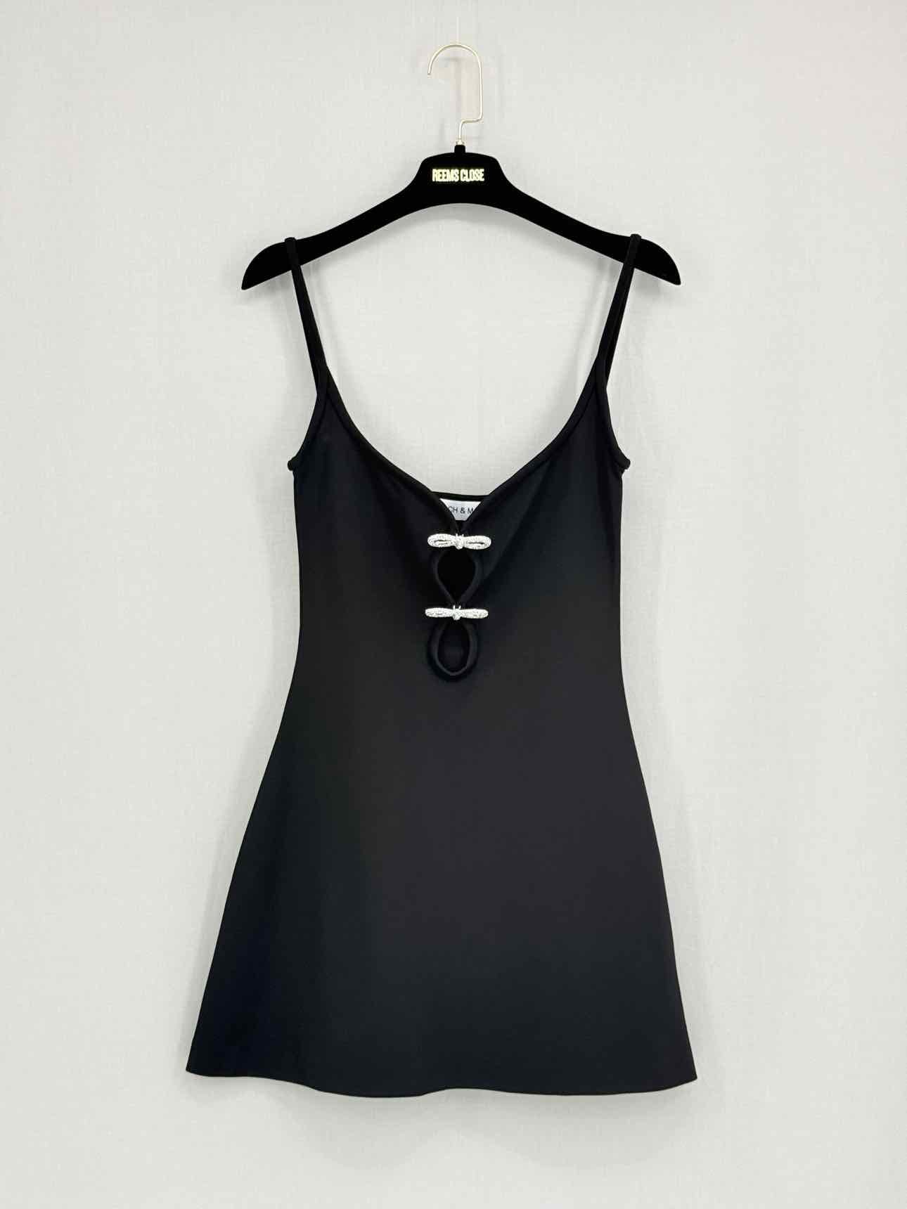 MACH & MACH Crystal Bow Black Size US 6 Short Dress
